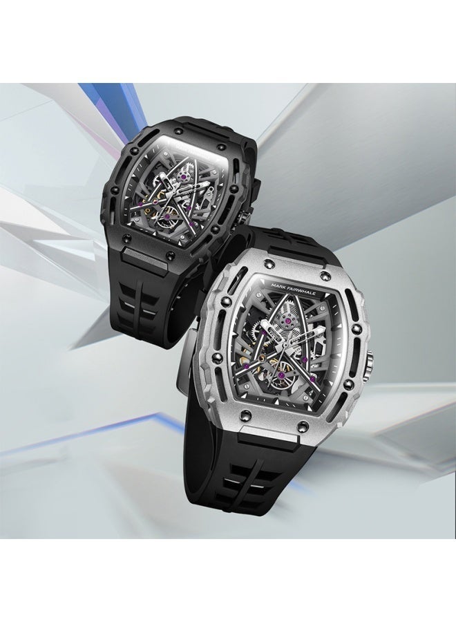 Mark Fairwhale Men's Tourbillon Automatic Mechanical Watch - Double Skeleton Dial, Water Resistant, Barrel-Shaped Case - Image 5